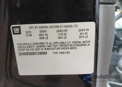 2006 Buick Lacrosse Cxl из США, поврежденный, VIN 2G4WD582661248084